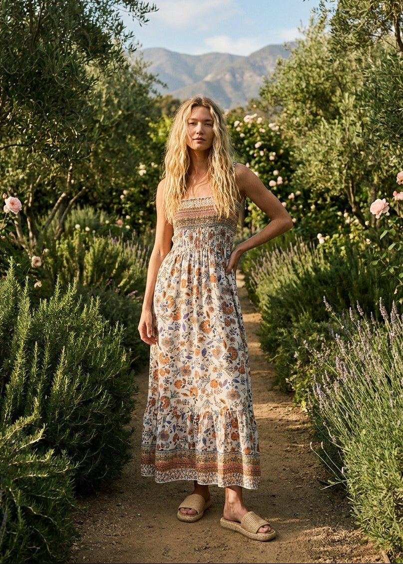 Honeydew Smocked Top Floral Maxi Dress