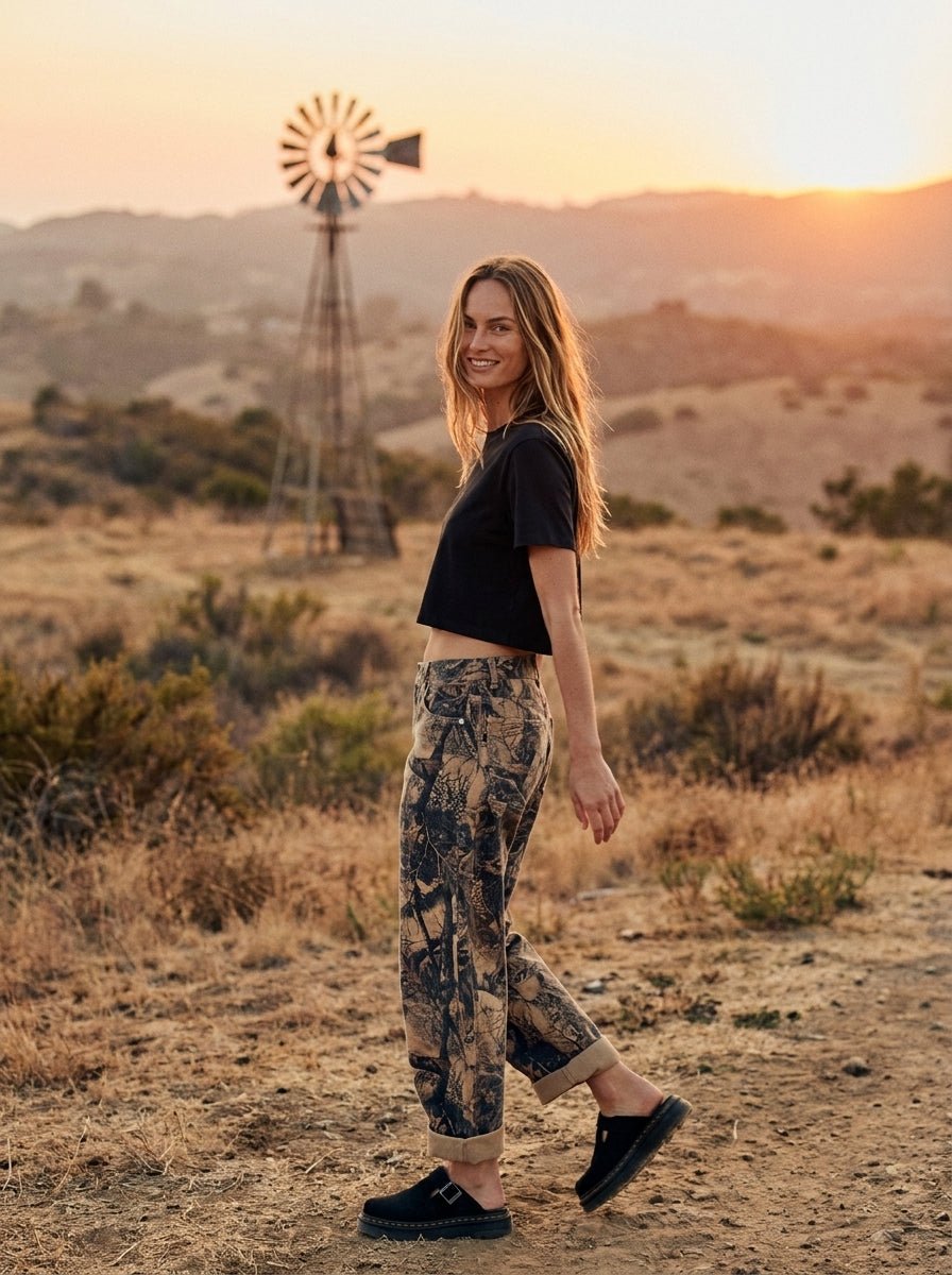Knox Vintage Washed Camo Barrel Pants - Westly
