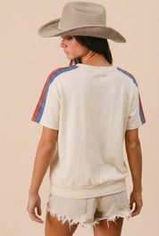 4th Of July Color Block Star Patched Top - Westly