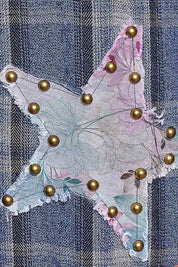 All Star Balloon Sleeve Button-Down Patchwork Shirt