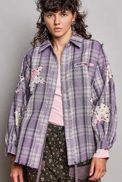 All Star Balloon Sleeve Button-Down Patchwork Shirt