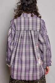 All Star Balloon Sleeve Button-Down Patchwork Shirt