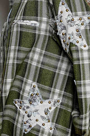 All Star Balloon Sleeve Button-Down Patchwork Shirt
