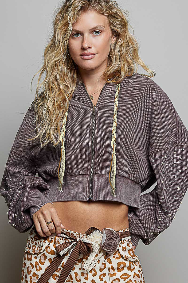 All That Glitters Thermal Cropped Hoodie