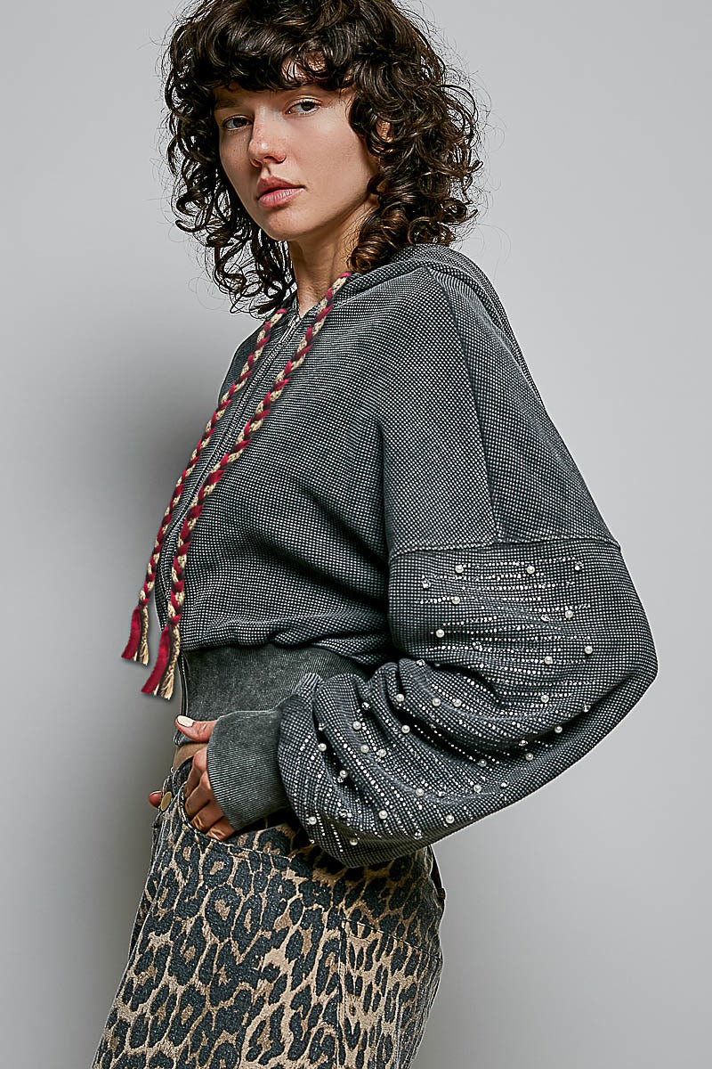 All That Glitters Thermal Cropped Hoodie
