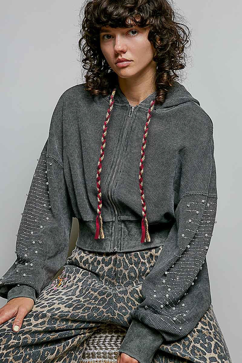 All That Glitters Thermal Cropped Hoodie