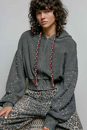All That Glitters Thermal Cropped Hoodie