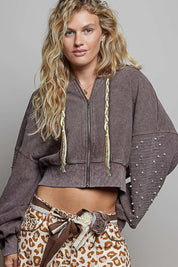 All That Glitters Thermal Cropped Hoodie