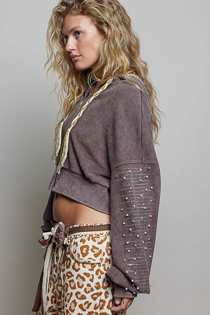 All That Glitters Thermal Cropped Hoodie