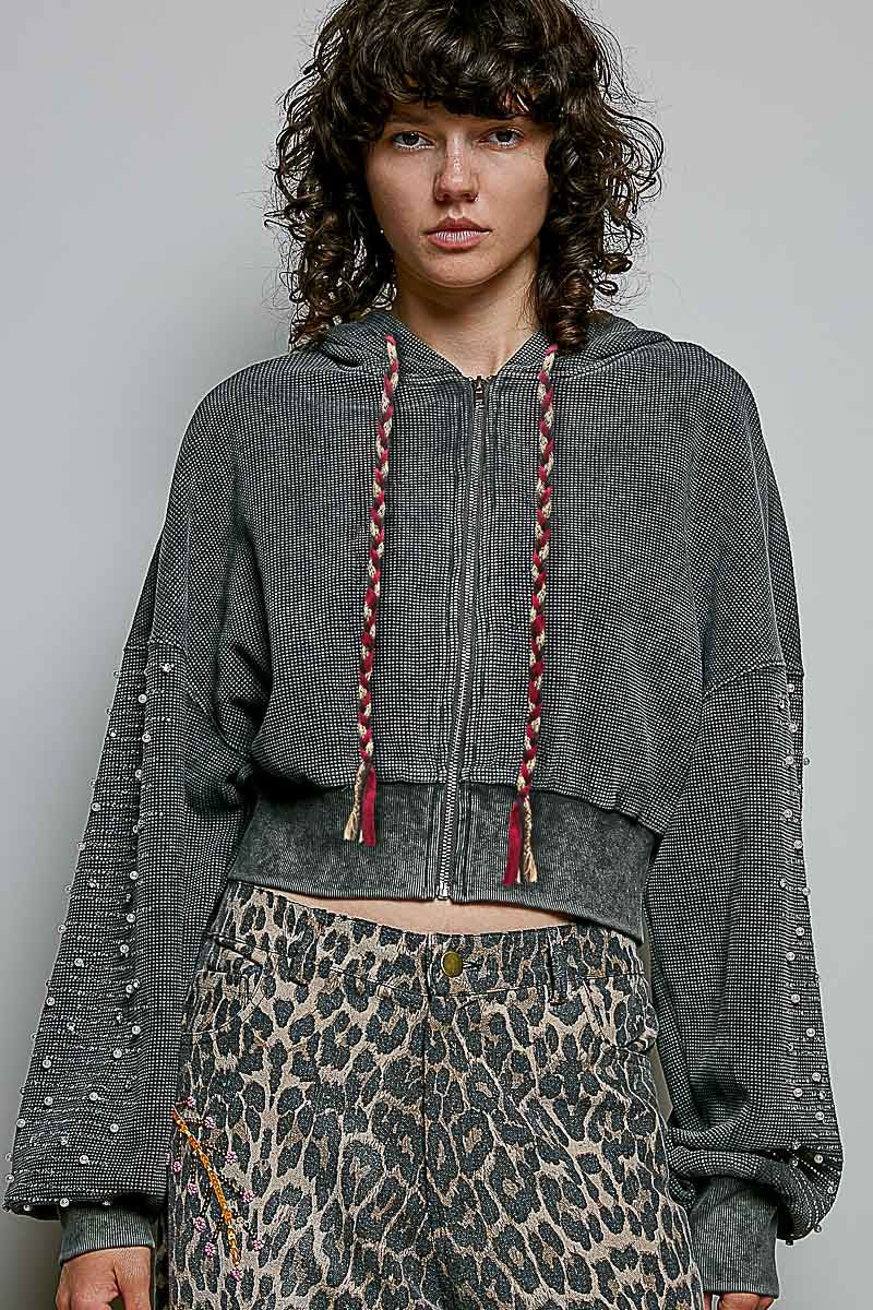 All That Glitters Thermal Cropped Hoodie