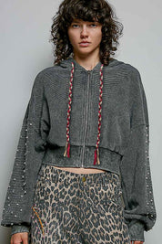 All That Glitters Thermal Cropped Hoodie