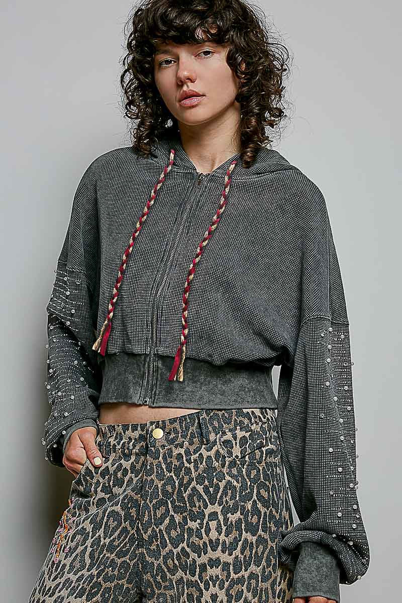 All That Glitters Thermal Cropped Hoodie