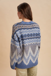 Alpine Wool Blend Oversized Fair Isle Sweater