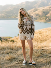 Alpine Wool Blend Oversized Fair Isle Sweater