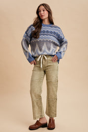 Alpine Wool Blend Oversized Fair Isle Sweater