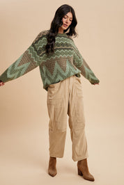 Alpine Wool Blend Oversized Fair Isle Sweater