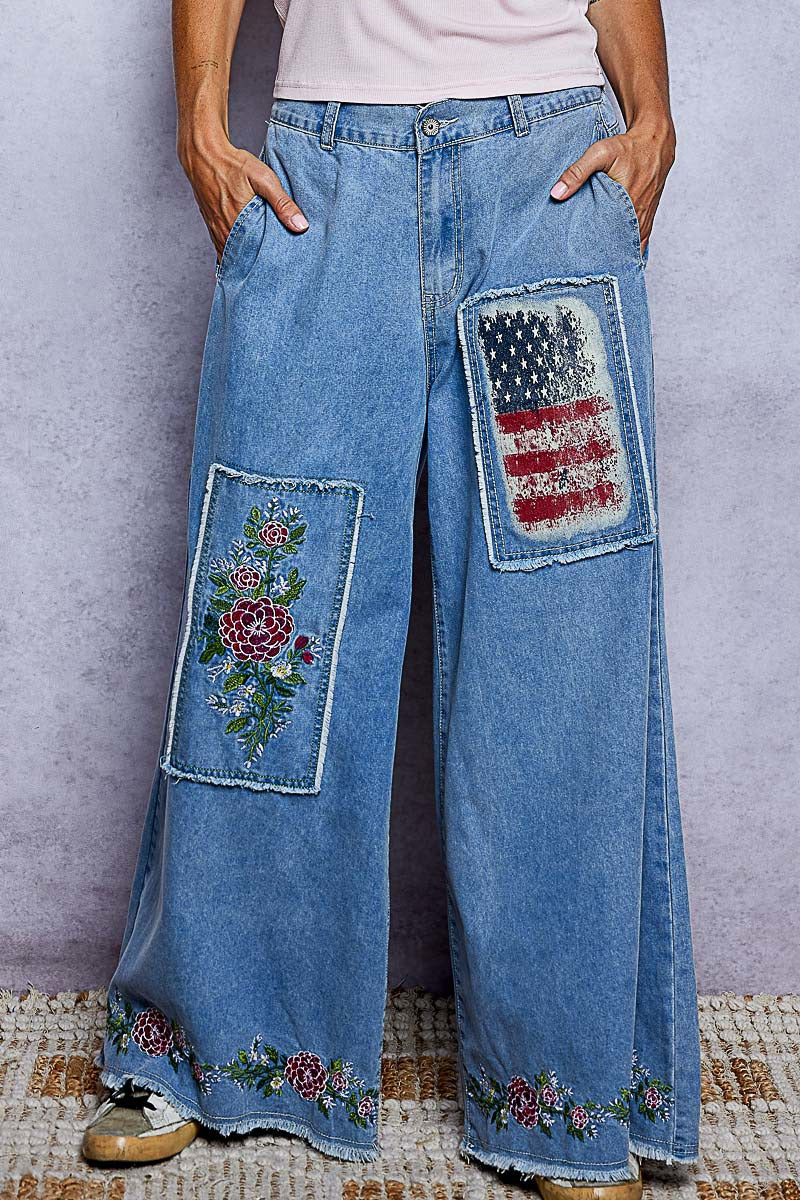 American Beauty Patchwork Wide-Leg Jeans