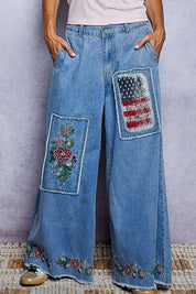 American Beauty Patchwork Wide-Leg Jeans