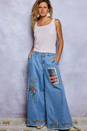 American Beauty Patchwork Wide-Leg Jeans