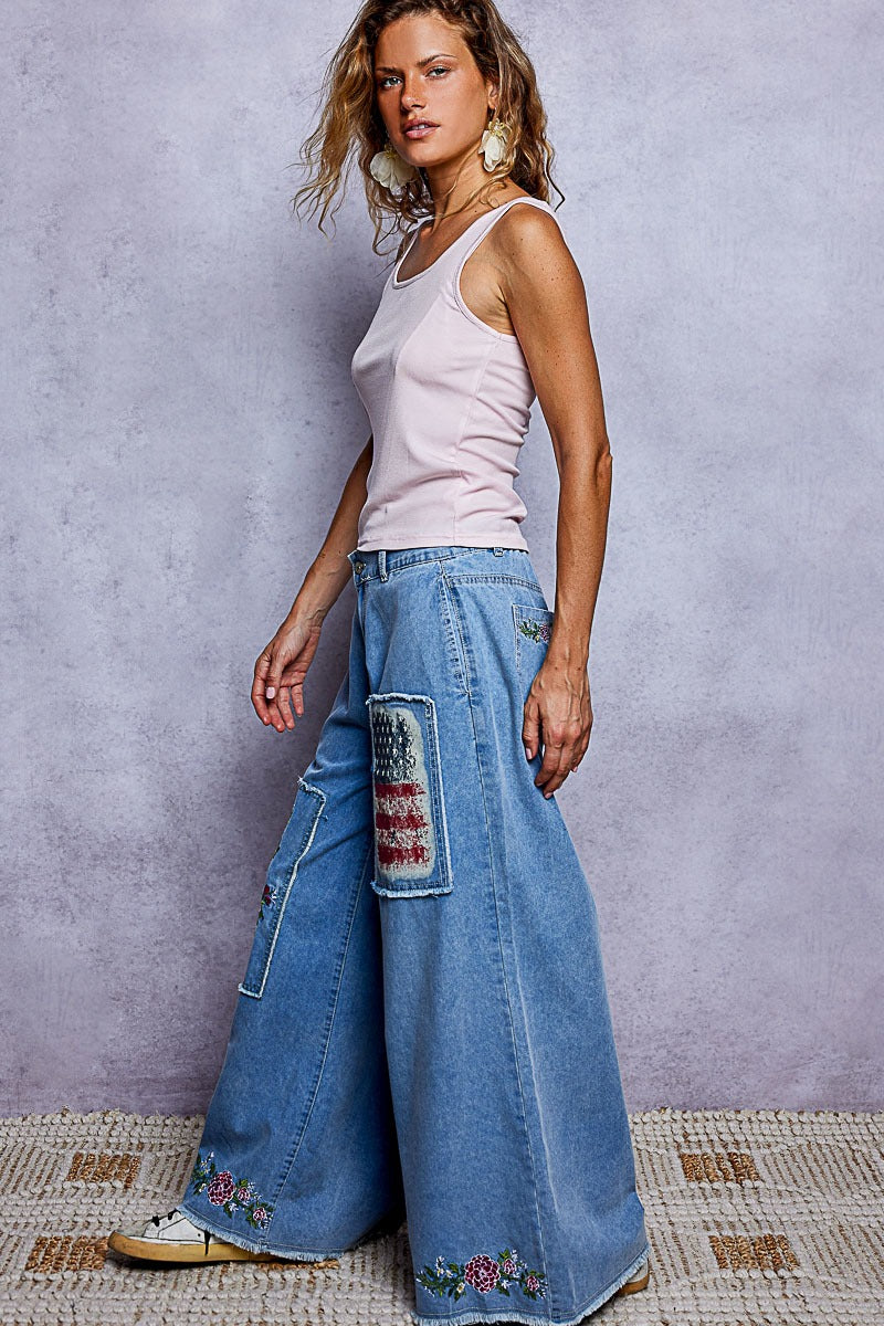 American Beauty Patchwork Wide-Leg Jeans