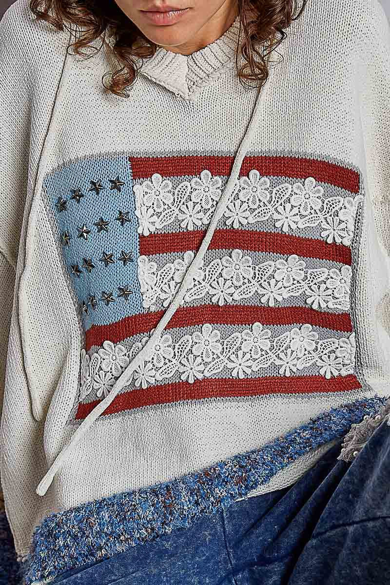 American Honey Chenille Hooded Knit Sweater