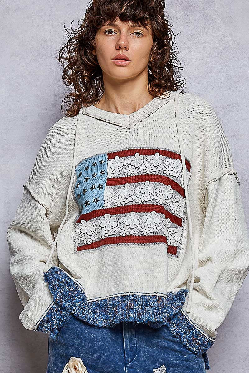 American Honey Chenille Hooded Knit Sweater