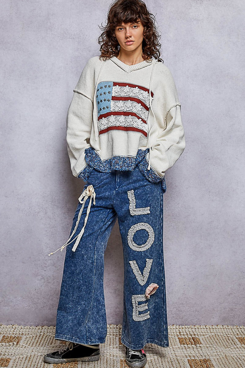 American Honey Chenille Hooded Knit Sweater