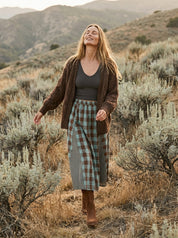 Ashford Gingham Godet Midi Skirt