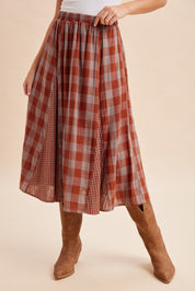 Ashford Gingham Godet Midi Skirt