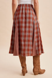 Ashford Gingham Godet Midi Skirt