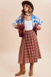 Ashford Gingham Godet Midi Skirt