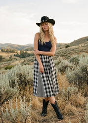 Ashford Gingham Godet Midi Skirt