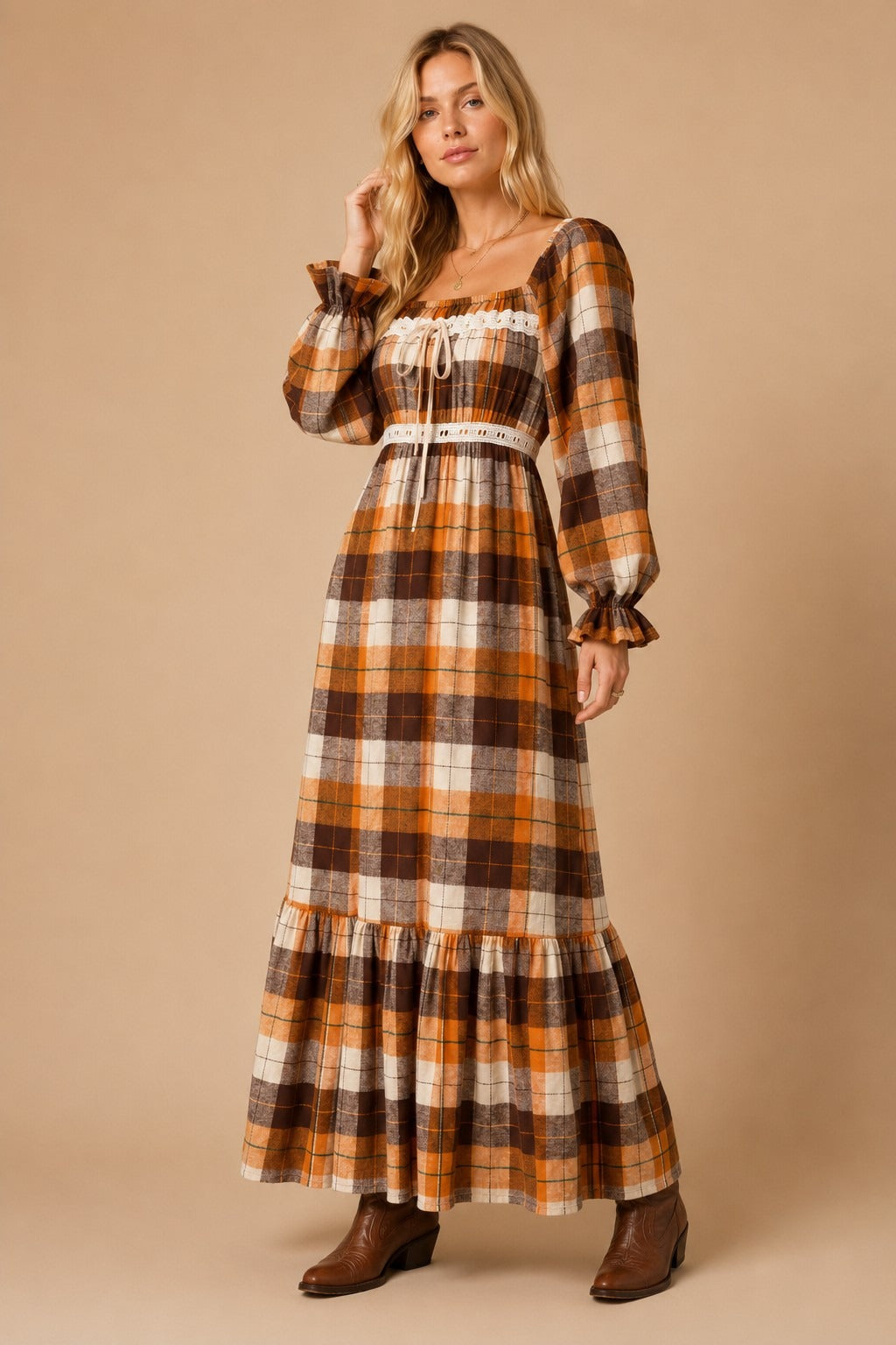 Autumn Almanac Plaid Maxi Dress