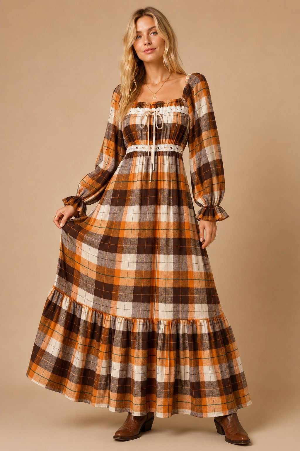 Autumn Almanac Plaid Maxi Dress