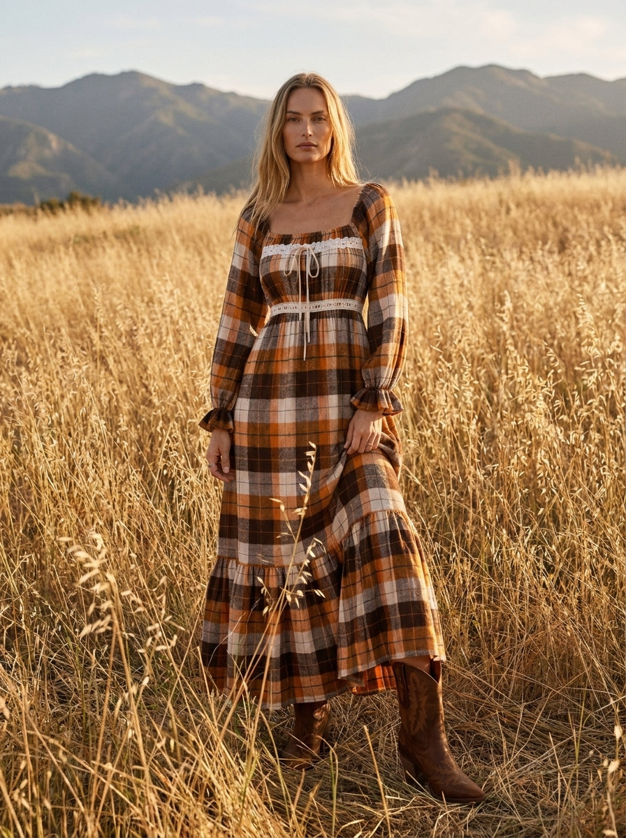 Autumn Almanac Plaid Maxi Dress