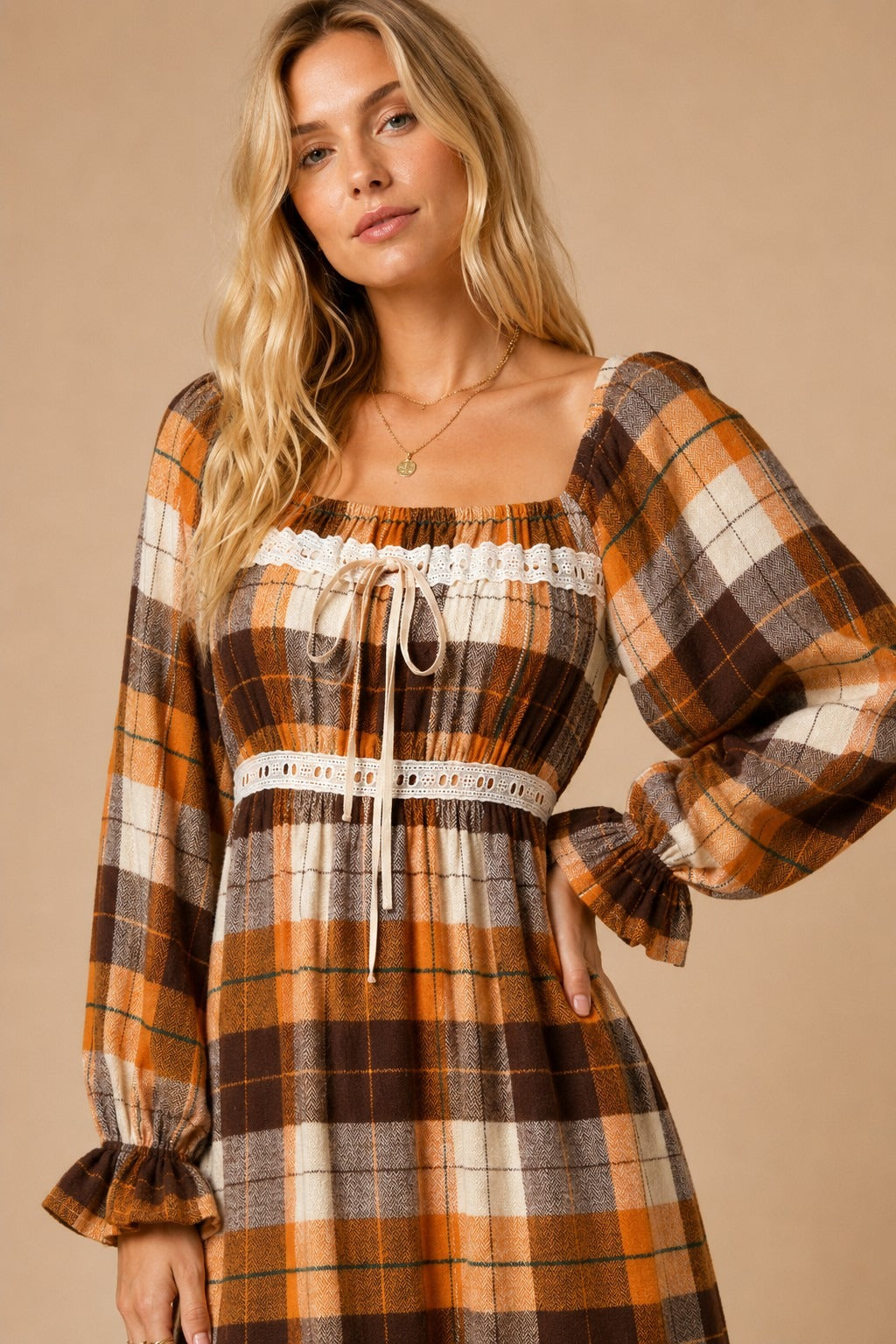 Autumn Almanac Plaid Maxi Dress