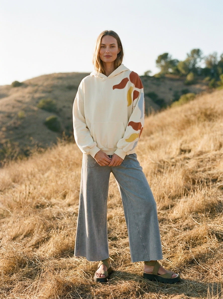 Autumn Skies Abstract Patchwork Hoodie