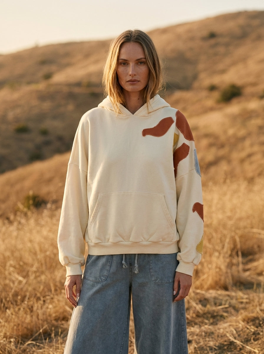 Autumn Skies Abstract Patchwork Hoodie