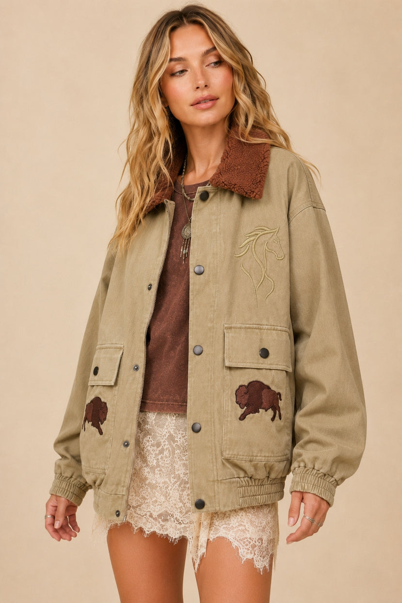 Badlands Sherpa-Collar Denim Jacket