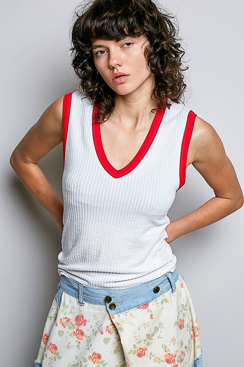 Bare Minimum Contrast Trim Ribeed Tank