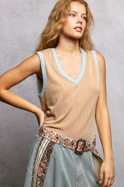 Bare Minimum Contrast Trim Ribeed Tank