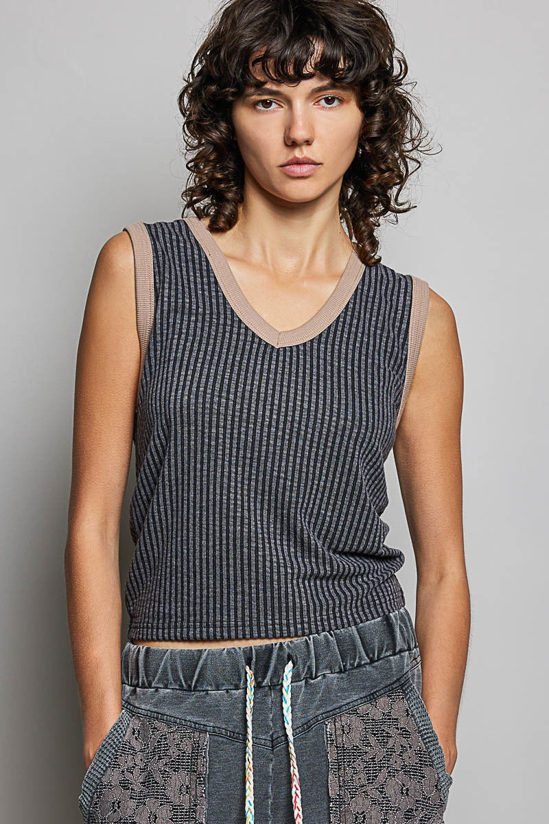 Bare Minimum Contrast Trim Ribeed Tank