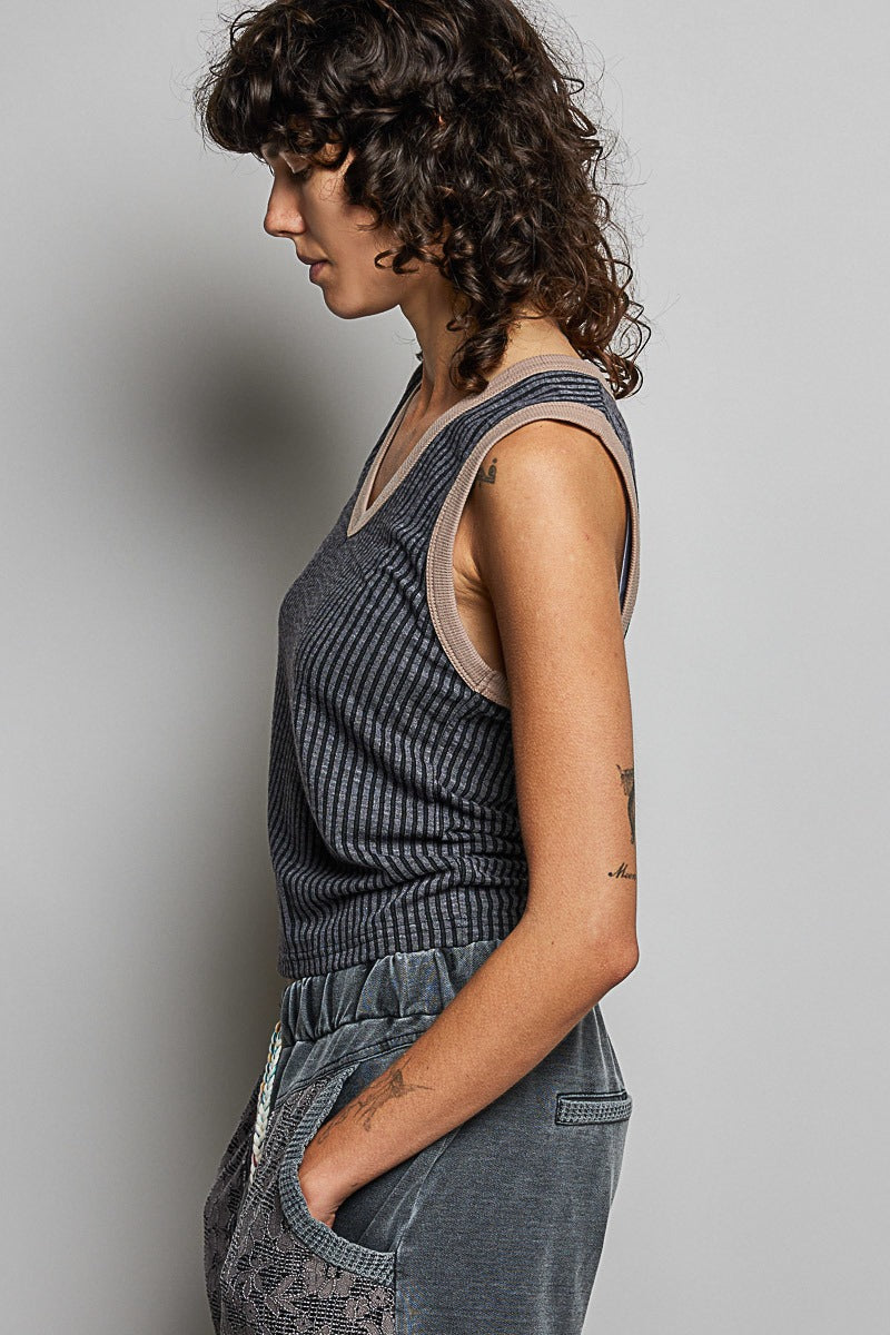 Bare Minimum Contrast Trim Ribeed Tank