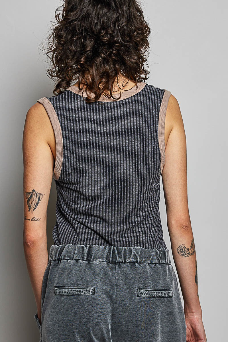Bare Minimum Contrast Trim Ribeed Tank