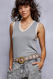 Bare Minimum Contrast Trim Ribeed Tank
