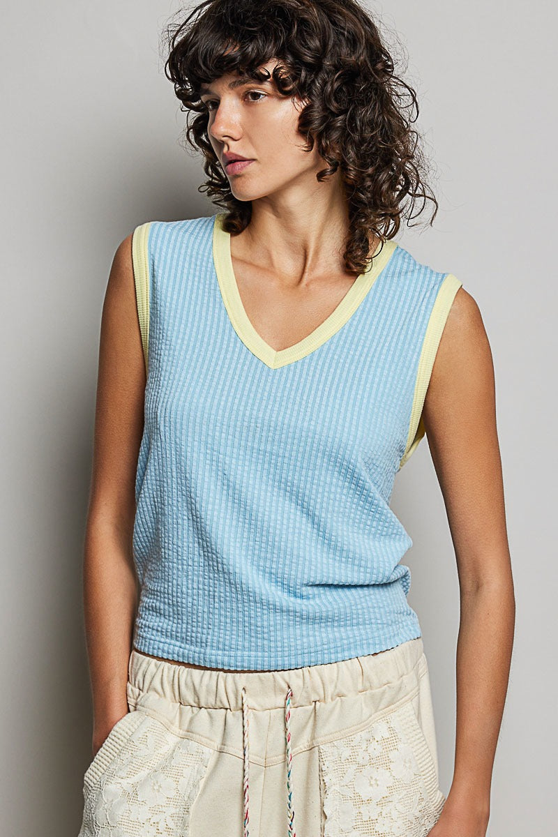 Bare Minimum Contrast Trim Ribeed Tank