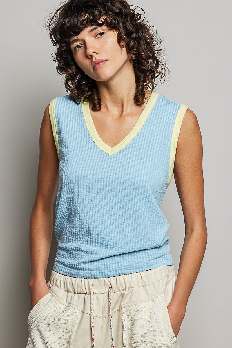 Bare Minimum Contrast Trim Ribeed Tank