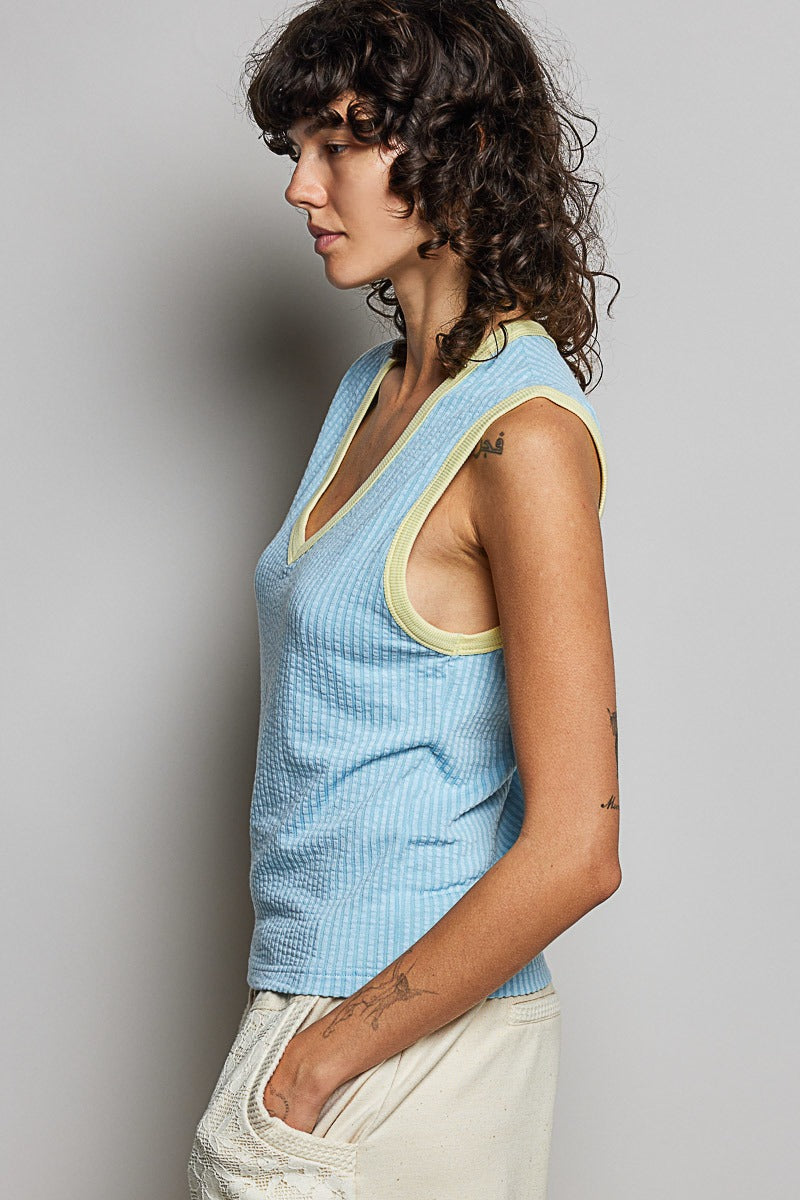 Bare Minimum Contrast Trim Ribeed Tank