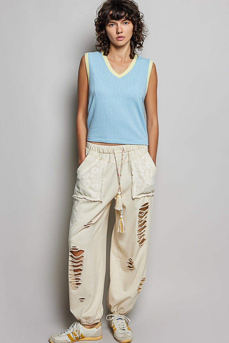 Bare Minimum Contrast Trim Ribeed Tank