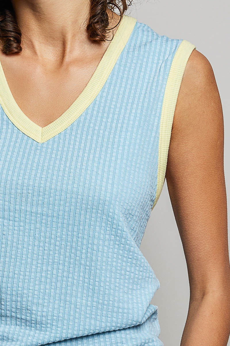 Bare Minimum Contrast Trim Ribeed Tank